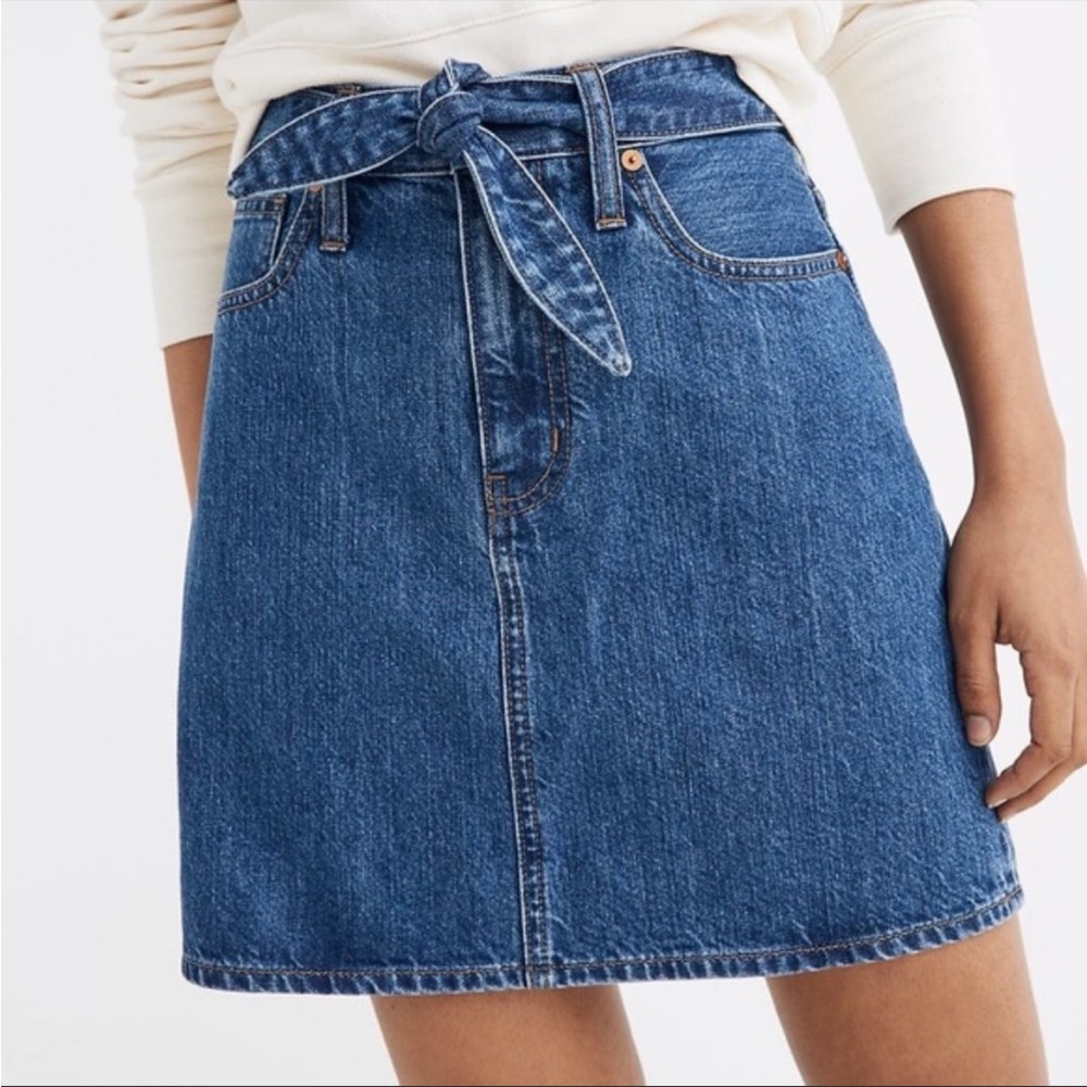 Madewell Front Tie High Waist Denim Skirt